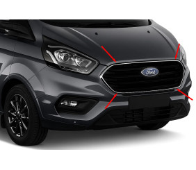 Окантовка на решітку радіатора 2018-2026 (4 шт., нерж.) для Ford Custom рр