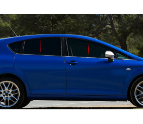 Зовнішня окантовка стекол Carmos (6 шт, нерж) для Seat Leon 2005-2012 рр