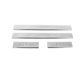 Накладки на пороги Carmos V2 (4 шт, нерж) для Seat Leon 2013-2020 рр