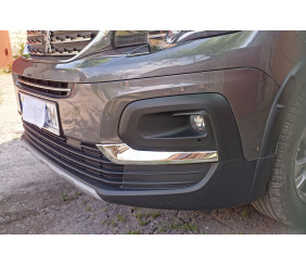 Накладки на протитуманки (2 шт., нерж) для Peugeot Partner/Rifter 2019- рр