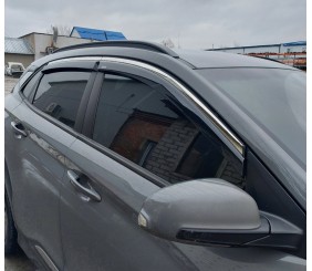 Вітровики з хромованим молдингом (4 шт, Niken) для Hyundai Kona 2017-2023 рр