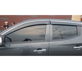 Вітровики з хромованим молдингом (4 шт, Niken) для Mitsubishi L200 2015-2024 рр
