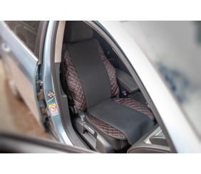 Накидка на сидіння ECO і тканина (1 шт, Чорний з червоною ниткою-2026 тканина)