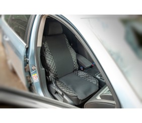 Накидка на сидіння ECO і тканина (1 шт, Чорний з сірою ниткою-2026 тканина)