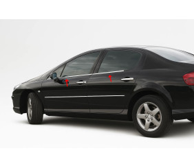 Зовнішня окантовка стекол (4 шт, нерж) Carmos - Турецька сталь для Peugeot 407 2004-2011 рр