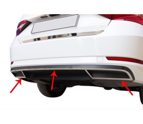 Накладки на торець бамперу Carmos (3 шт, нерж) для Skoda Superb 2015-2024 рр