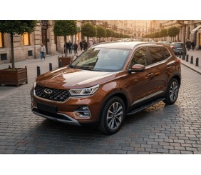 Бокові пороги Tayga Black (2 шт., алюміній) для Chery Tiggo 7 2020- рр