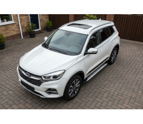 Бокові пороги Shining (2 шт., алюміній) для Chery Tiggo 8 2017- рр