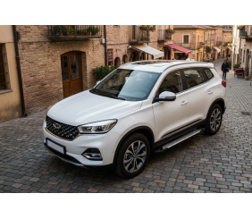 Бокові пороги Allmond Grey (2 шт., алюміній) для Chery Tiggo 8 2017- рр