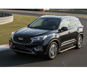 Бокові пороги Tayga Grey (2 шт., алюміній) для Chery Tiggo 8 2017- рр