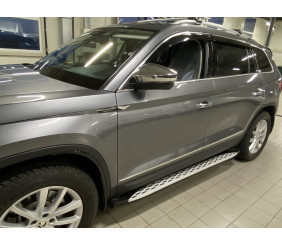 Бокові пороги Shining V1 (2 шт., Алюміній) для Skoda Kodiaq 2016-2023 рр