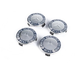 Ковпачки на диски 71/75 мм без кільця (4 шт, сині V1) для Mercedes-Benz