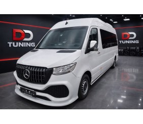 Передній бампер з решіткою ABS (під фарбування) для Mercedes Sprinter W907/W910 2018- рр