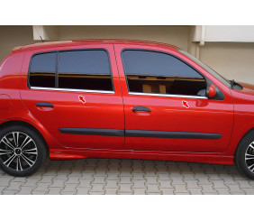 Зовнішня окантовка стекол (HB, 4 шт, нерж) для Renault Clio II 1998-2005 рр