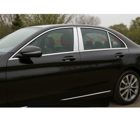 Накладки на дверні стійки (6 шт, нерж) для Mercedes C-сlass W205 2014-2021 рр