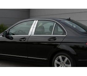 Накладки на дверні стійки (6 шт, нерж) для Mercedes C-class W204 2007-2015 рр