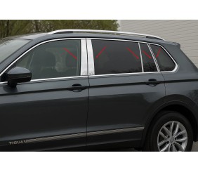 Молдинги дверних стійок (10 шт, нерж.) для Volkswagen Tiguan 2016-2023 рр