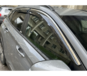 Вітровики з хромованим молдингом (4 шт, Niken) для Hyundai Kona 2023- рр