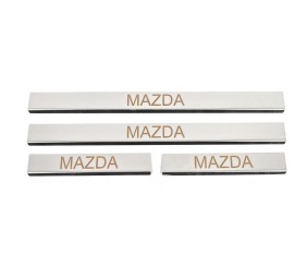 Накладка на пороги Carmos (4 шт, нерж) V-3 для Mazda 3 2009-2013 рр