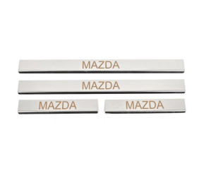 Накладка на пороги Carmos (4 шт, нерж) V-3 для Mazda 2 2003-2007 рр