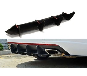 Задній дифузор DPT V-5 (SD, чорний матовий) для Skoda Octavia III A7 2013-2019 рр