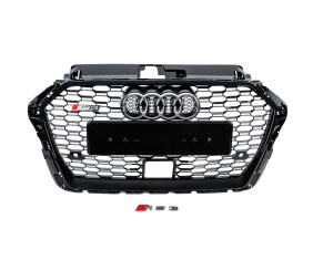 Передня решітка RS-style (2016-2020, чорно-сіра) для Ауди A3 рр