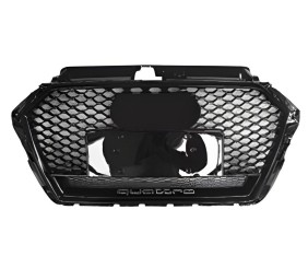 Передня решітка RS-style з написом Quarrto (2016-2020, чорна) для Ауди A3 рр