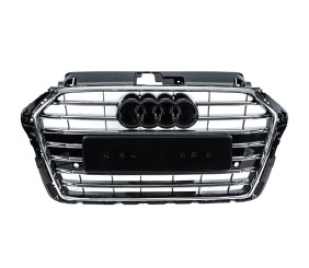 Передня решітка S-style (2016-2020, чорний з хромом) для Ауди A3 рр