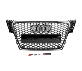 Передня решітка RS-style V-2 (2007-2011, чорна з хромом) для Ауди A4 B8 рр