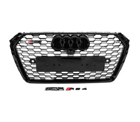 Передня решітка RS-style з написом Quattro (2016-2019, чорна) для Ауди A4 B9 рр