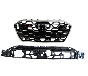 Передня решітка RS-style (2024- , сіра з хромом) для Ауди A6 C8 2018- рр