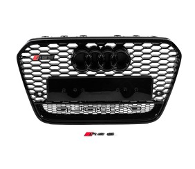 Передня чорна решітка RS-style з написом Quattro (2011-2014) для Ауди A6 C7 рр