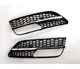 Решітки протитуманних фар RS-Style V-2 (2012-2016, 2 шт, Чорний) для Ауди A3 рр