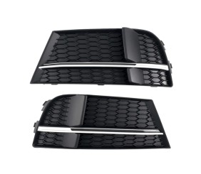 Решітки протитуманних фар S-Style V-2 (2016-2020, 2 шт, Чорний) для Ауди A3 рр