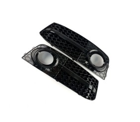 Решітки протитуманних фар RS-Style (2007-2011, 2 шт, Чорний) для Ауди A4 B8 рр