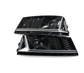 Решітки протитуманних фар з отвором RS-Style (2016-2019, 2 шт, Чорний) для Ауди A4 B9 рр