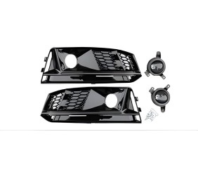 Решітки протитуманних фар з туманкою RS-Style (2016-2019, 2 шт, Чорний) для Ауди A4 B9 рр
