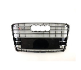 Передня решітка S-Style (2014-2018, чорна з хромом) для Ауди A8 рр