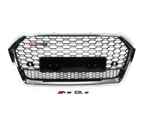 Передня решітка RSQ-Style без лого (2017-2020, чорна з хромом) для Ауди Q5 рр