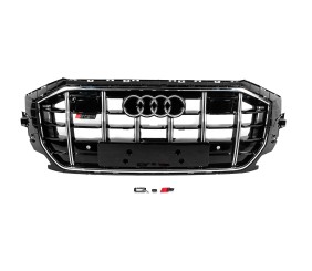 Передня решітка SQ-Style (2018-2023, чорна з хромом) для Ауди Q8 2018- рр