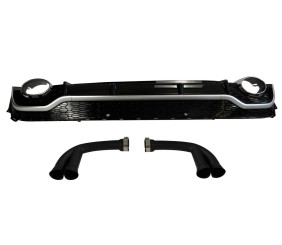 Задній дифузор з насадками QRS-Style (2020-2026, Сірий/Чорний, 2.0/3.0) для Ауди Q7 2015- рр