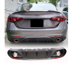 Дифузор заднього бампера з насадками V2 (для Base, Карбон) для Alfa Romeo Giulia 2016-2022 рр