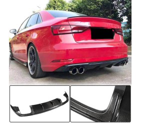 Дифузор заднього бампера (для Base SD 2017-2020, Карбон) для Ауди A3 рр