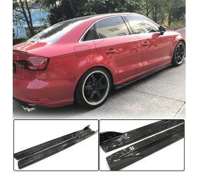 Бокові пороги (для Base SD, Карбон) для Ауди A3 2012-2020 рр