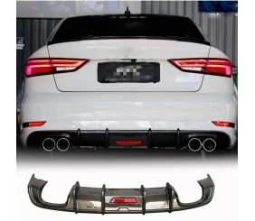 Дифузор заднього бампера З LED стоп-сигналом (для Base SD 2017-2020, Карбон) для Ауди A3 рр