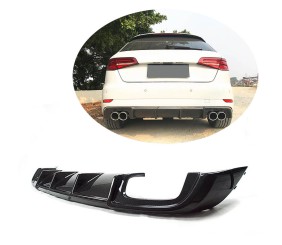 Дифузор заднього бампера V2 (для S-Line HB 2017-2020, Карбон) для Ауди A3 рр