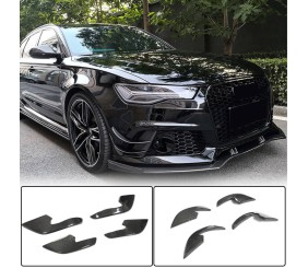 Накладки на передній бампер (для RS6, 4 шт, Карбон) для Ауди A6 C7 2011-2017 рр