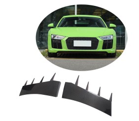 Накладки на передній бампер V2 (2015-2020, Карбон) для Ауди R8 2015- рр