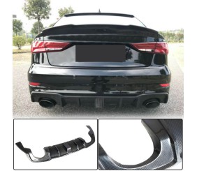 Дифузор заднього бампера З LED стоп-сигналом V2 (для RS3 2017-2019, Карбон) для Ауди A3 рр