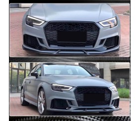 Накладки на передній бампер V4 (для RS3 SD 2017-2020, Карбон) для Ауди A3 рр